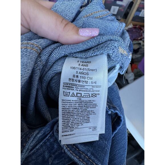 GAP Girls Medium Wash Skinny Leg Overalls Size 5 Years - Picture 4 of 5